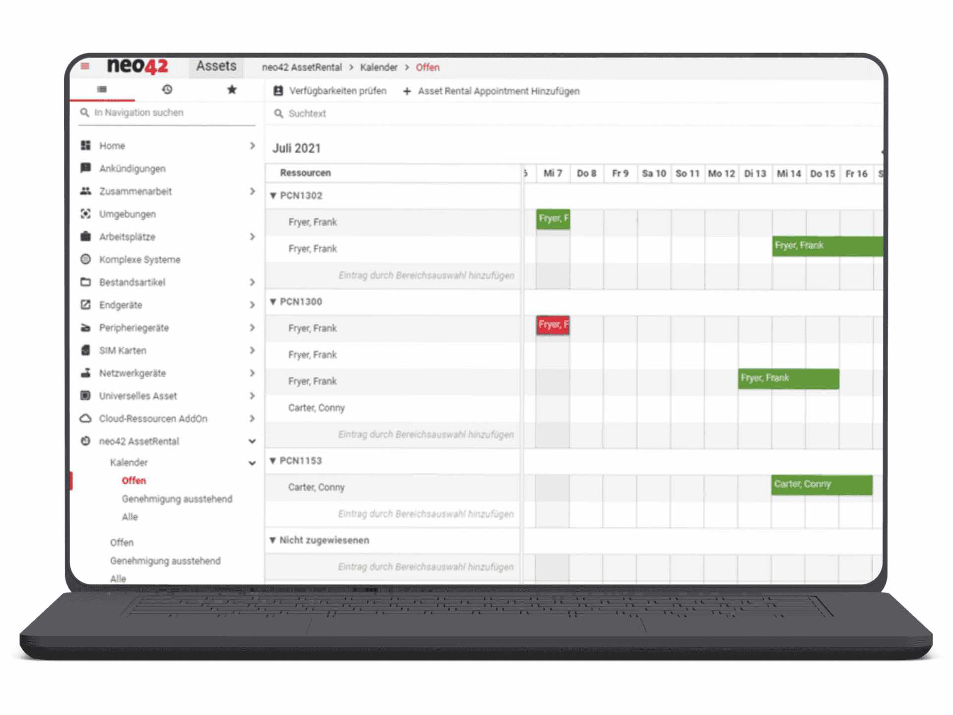 Mockup AssetRental Service Management Depot