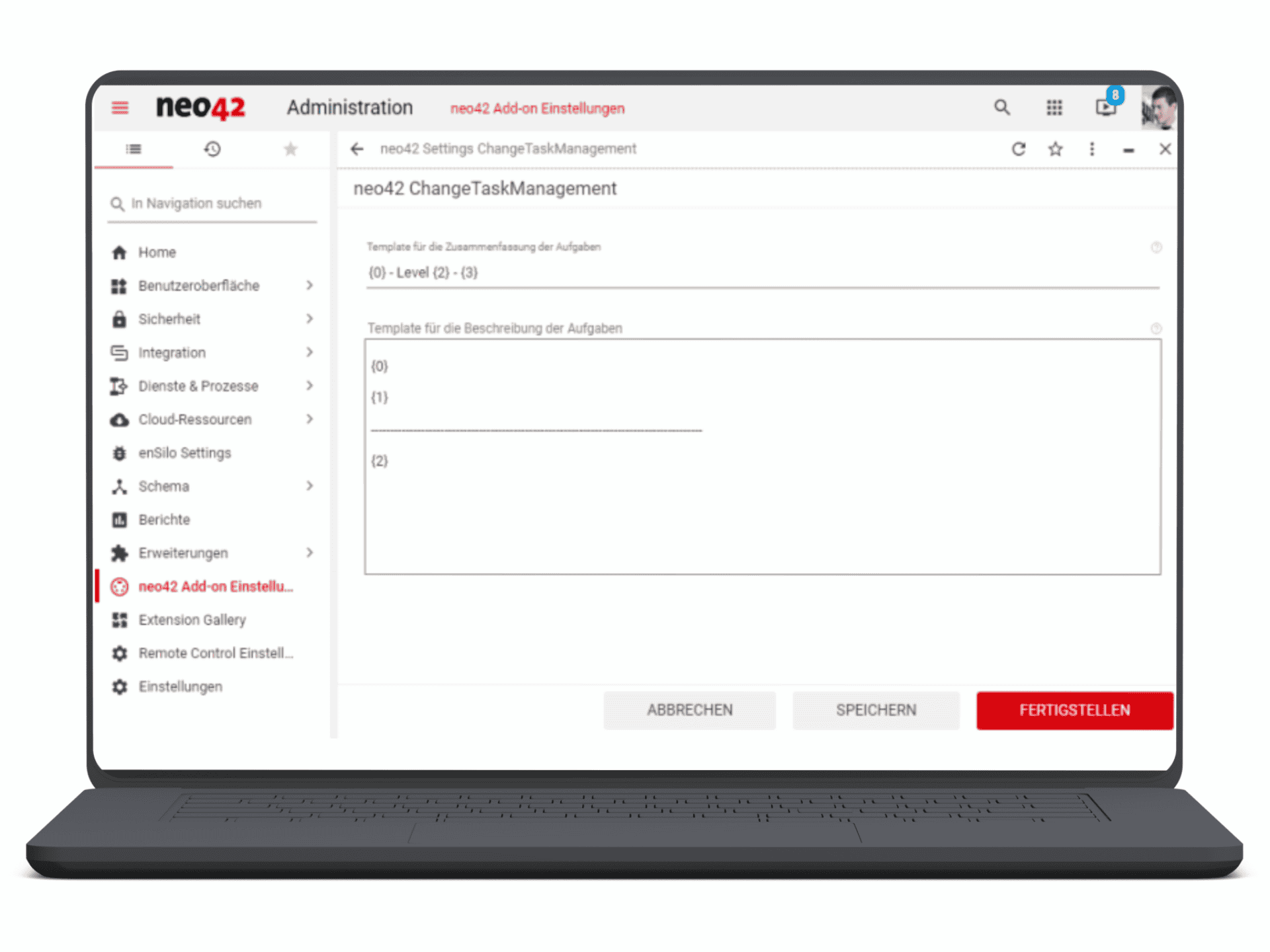 Mockup ChangeTaskManagement Service Management Depot