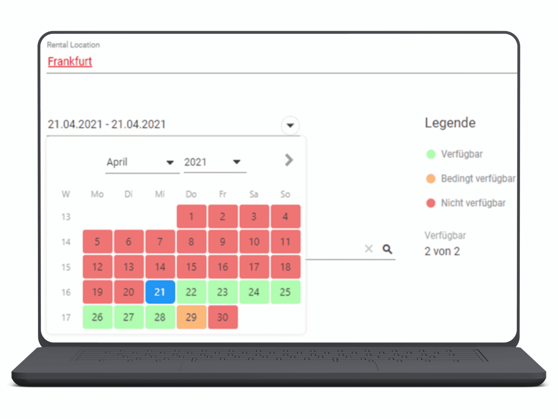 Mockup DatePicker Service Management Depot