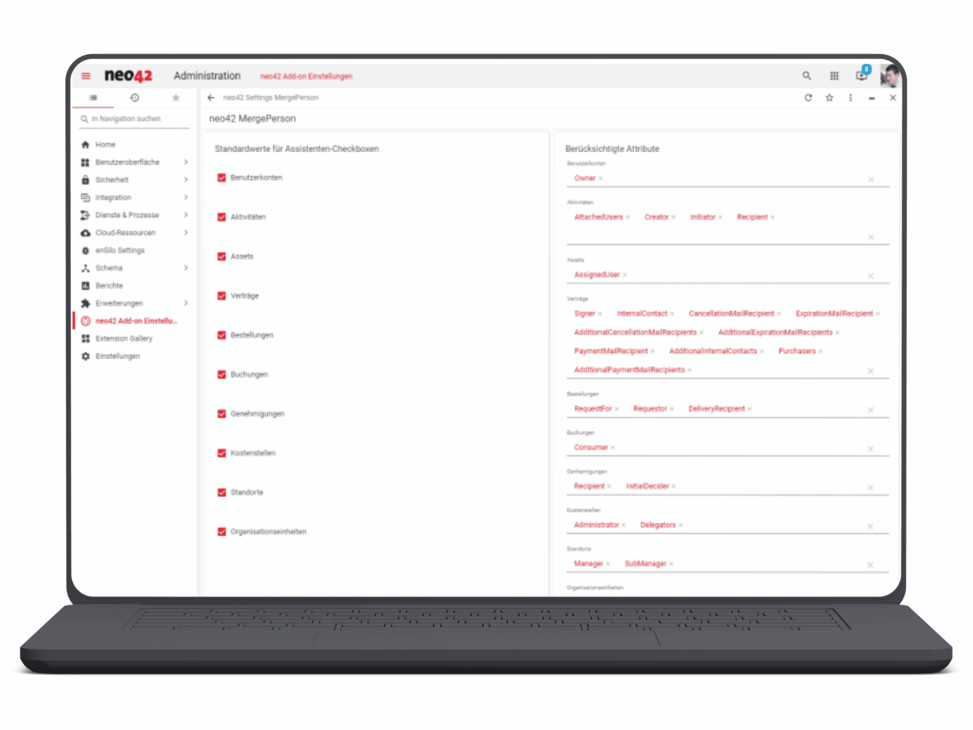 Mockup Neo42 MergePerson Service Management Depot