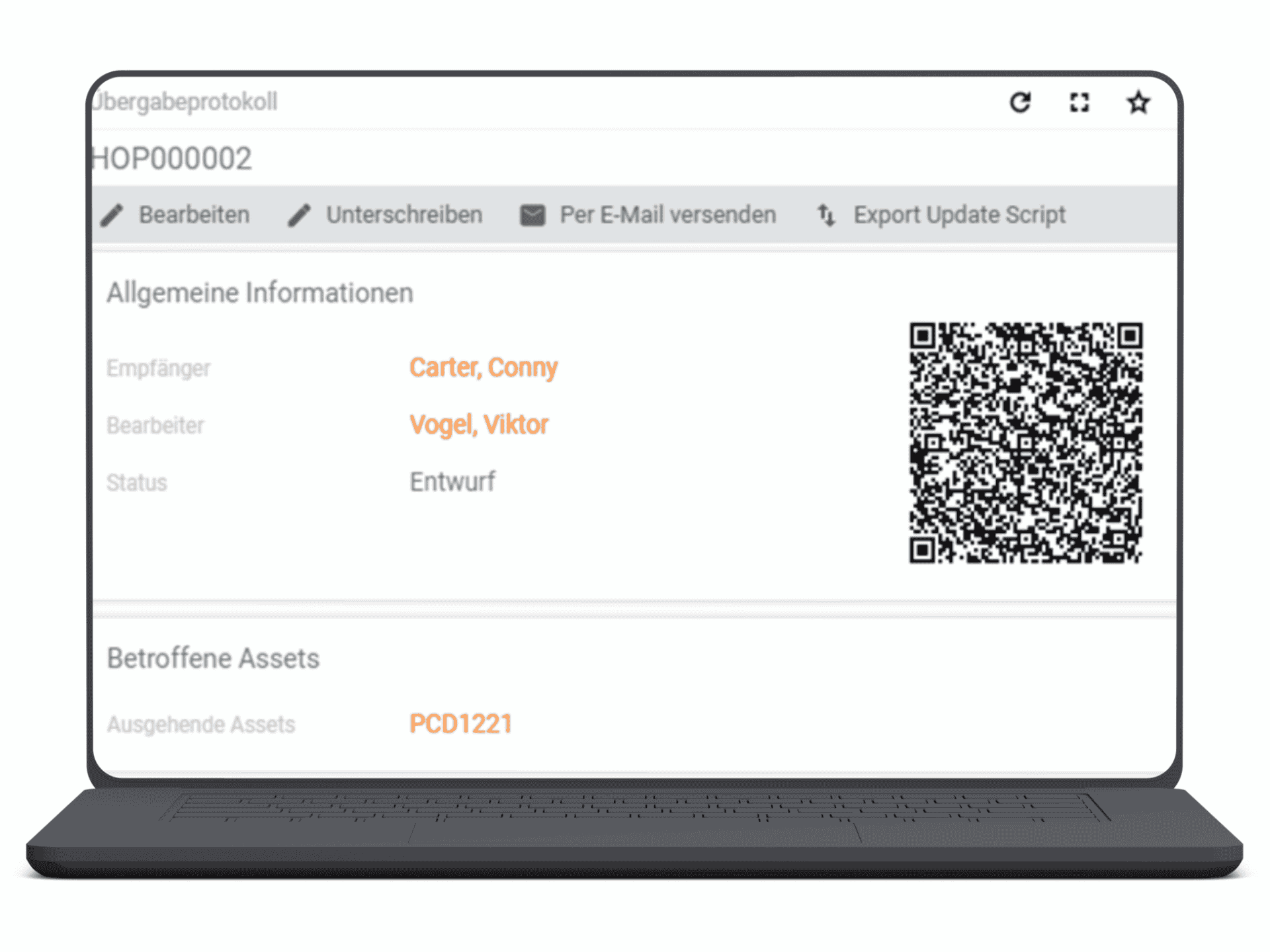 Mockup QRGenerator Service Management Depot