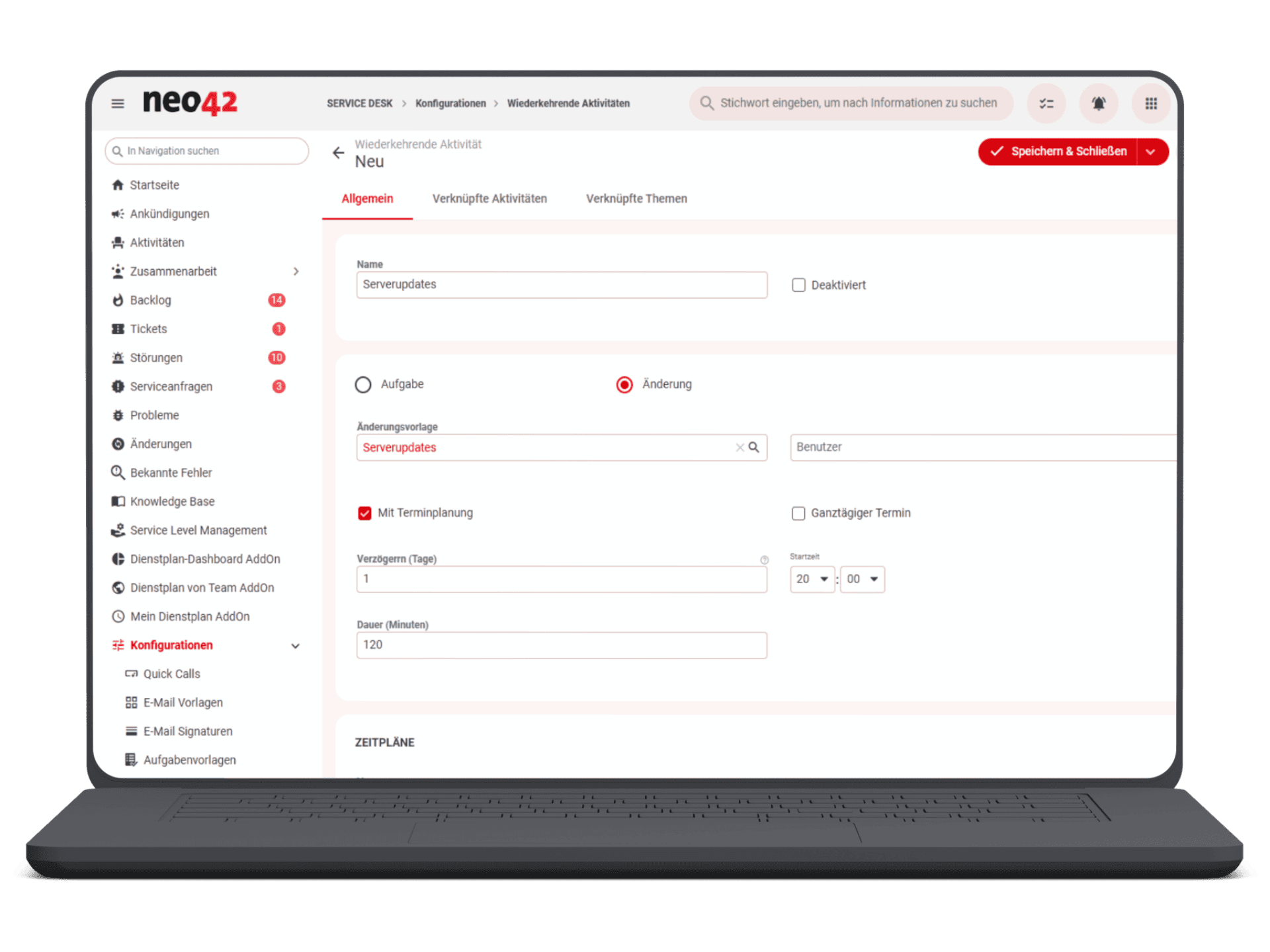 Mockup Recurring Activities Add-on Matrix42 ESM