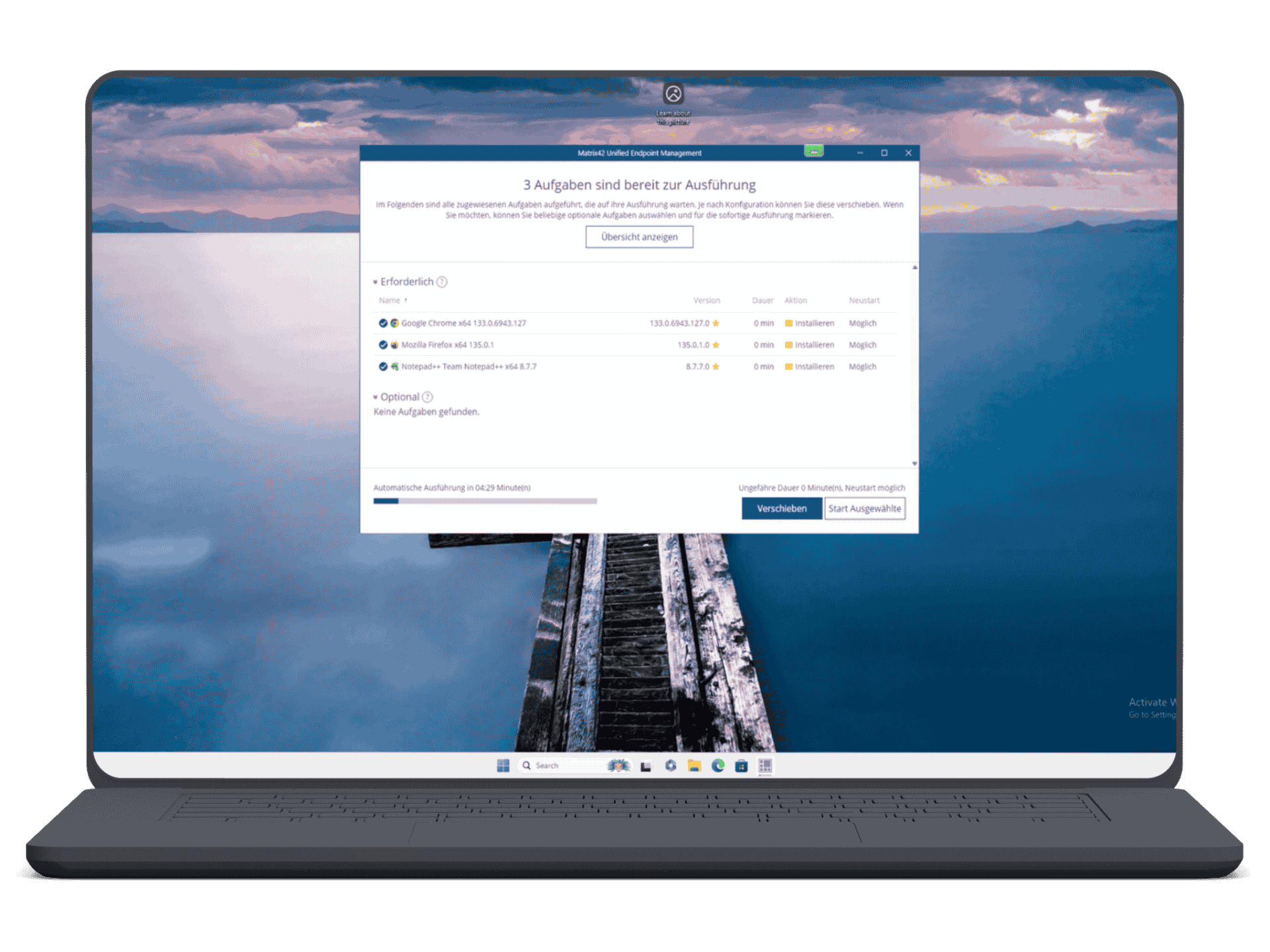 Mockup Matrix42 UEM Empirum Softwareinstallation