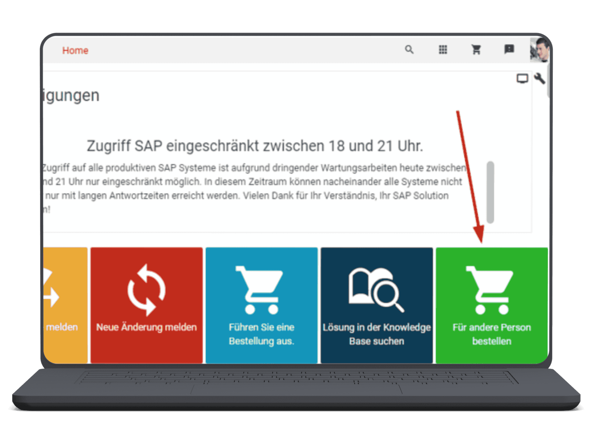 Mockup OrderForOtherPerson Service Management Depot